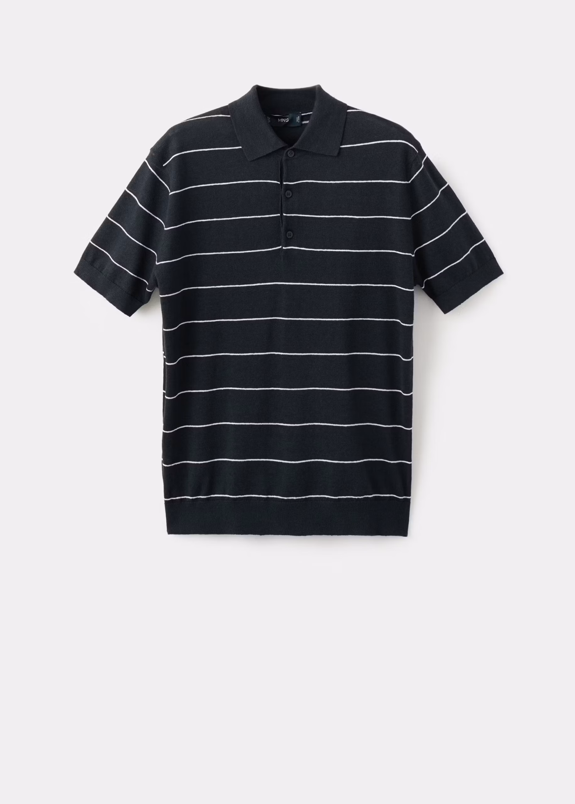 Linen blend striped polo shirt (Navy)