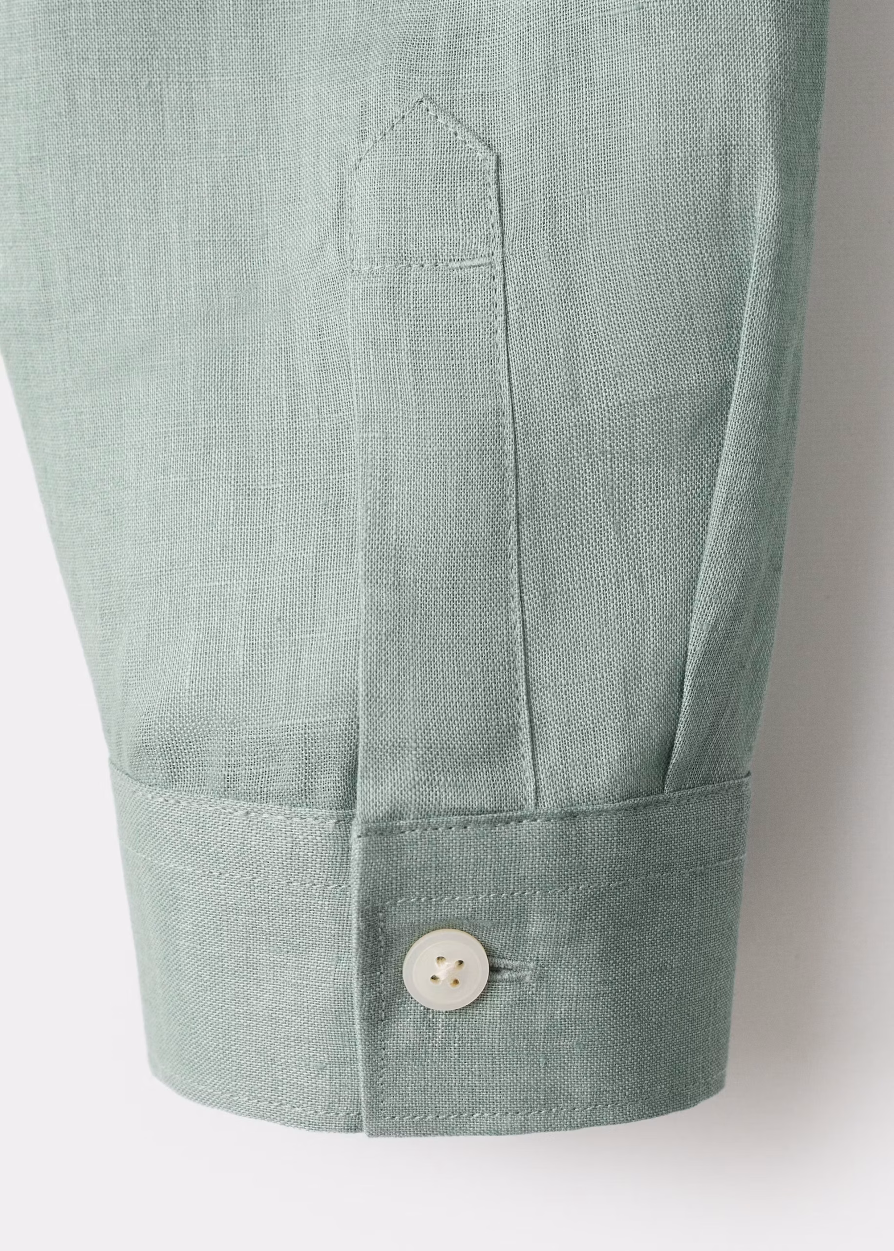 Regular-fit 100% linen overshirt (Emerald Green) - Image 2