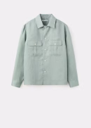 Regular-fit 100% linen overshirt (Emerald Green)