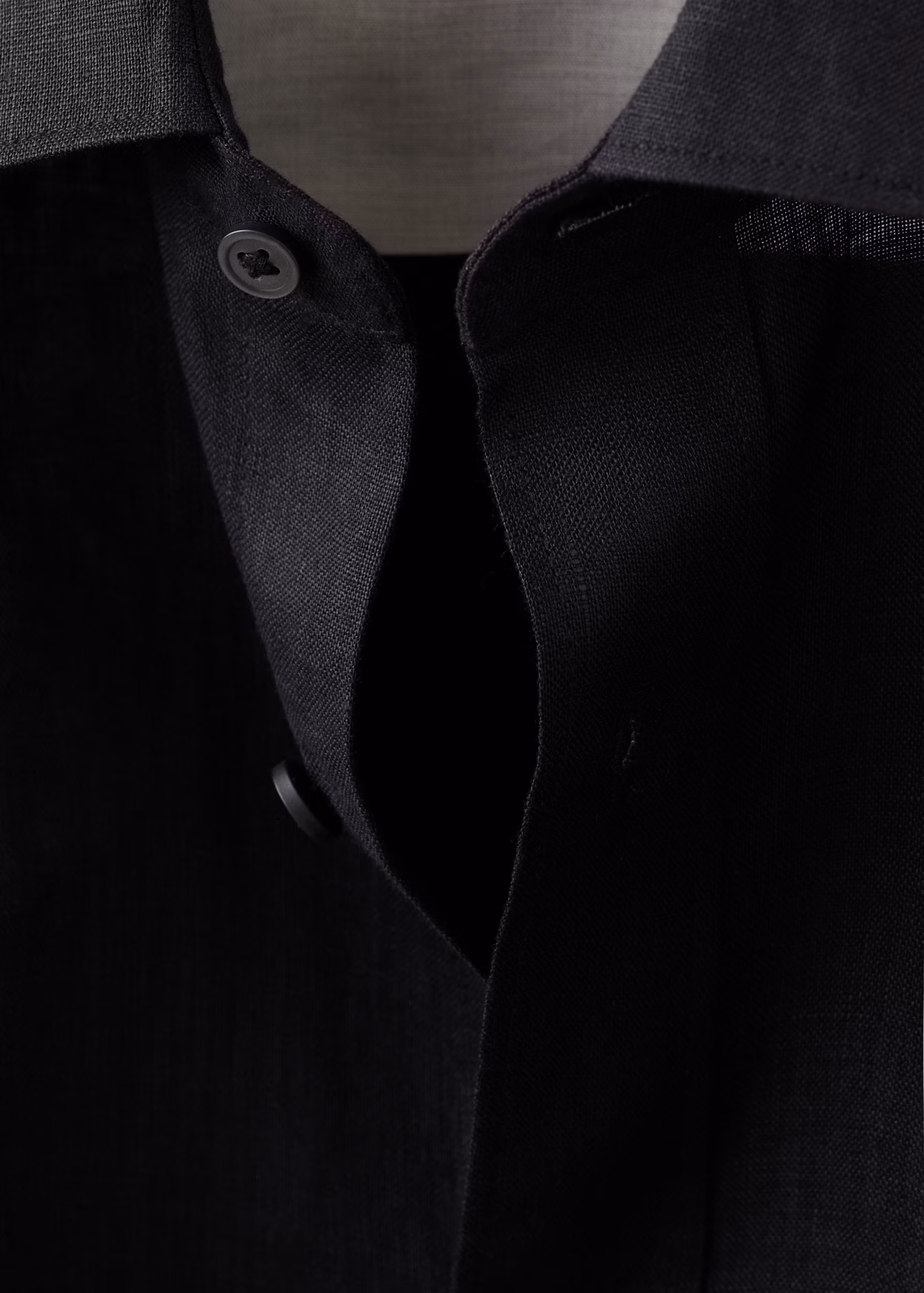 Regular-fit 100% linen shirt Black - Image 2