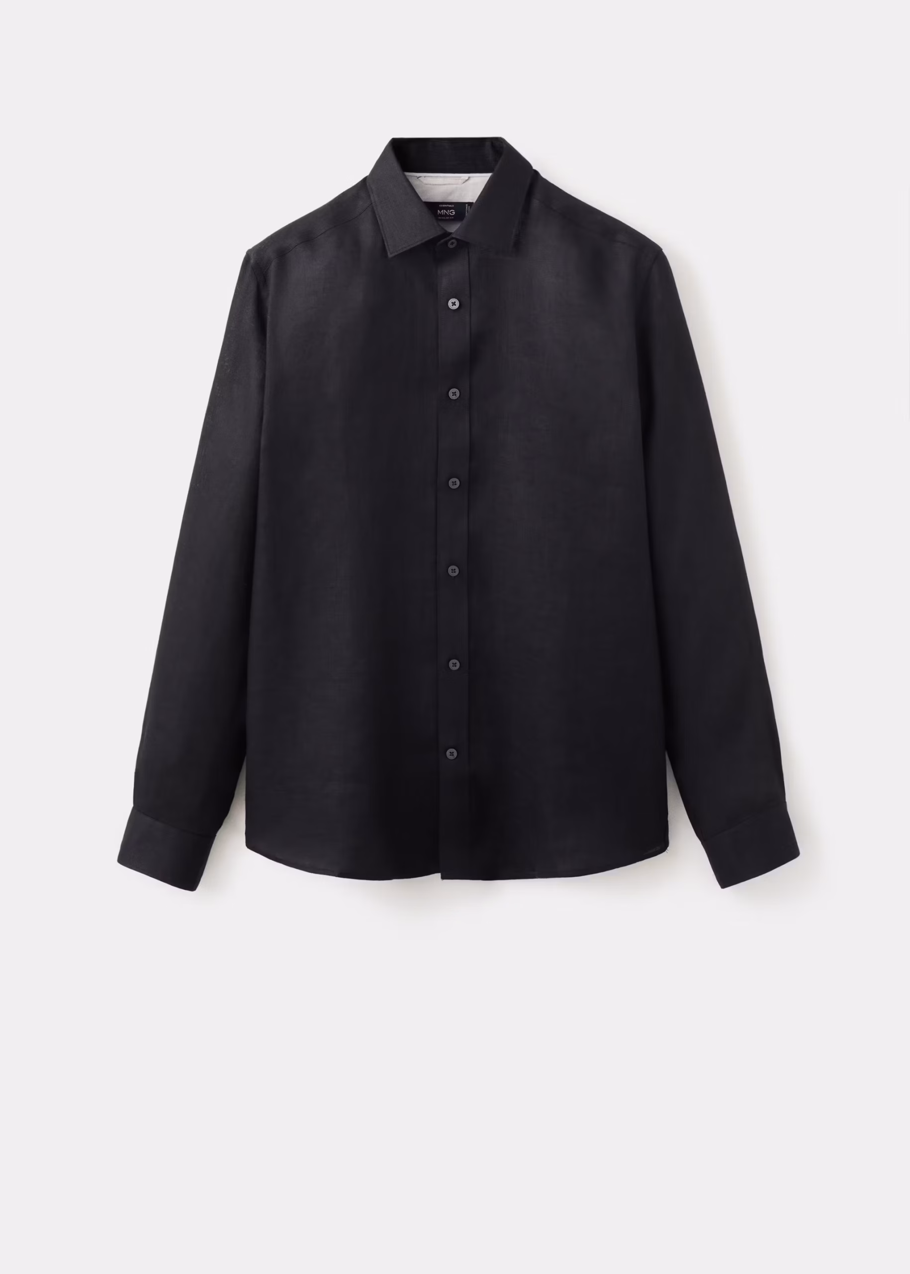 Regular-fit 100% linen shirt Black