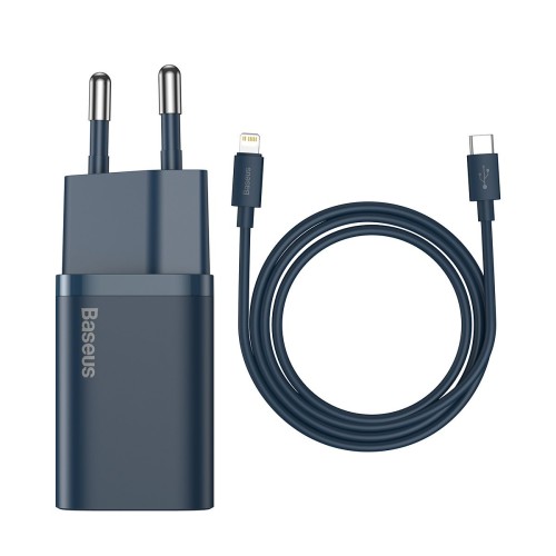 Baseus Super Si Quick Charger 1C 20W Wall Charger with 1m USB-C - Lightning Cable - Blue
